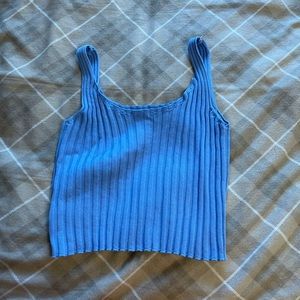 Blue ribbed tank top